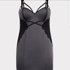 Grey Microfiber & Lace Underwire Chemise